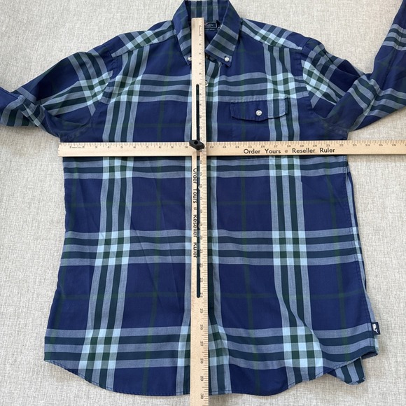 Vineyard Vines Shirt Men's Large Performance Slim Fit Crosby Blue Green Plaid - Picture 4 of 9